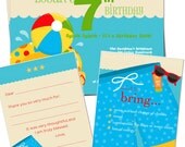 PRINTABLE SET - Birthday Invitation Bundle Pack (Pool Party - Boy)
