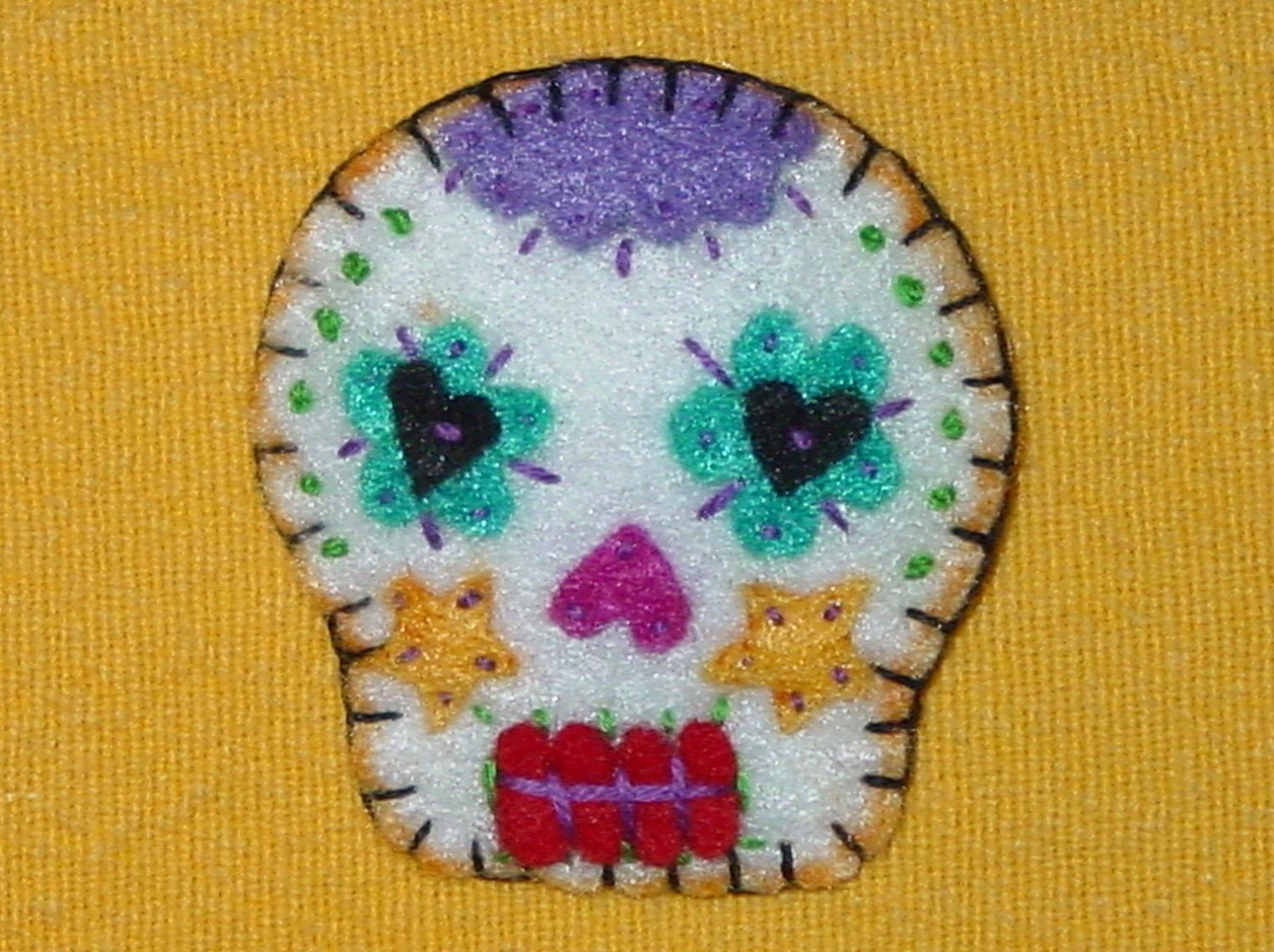Sugar Skull Day of the Dead Tribute Felt Brooch Pin