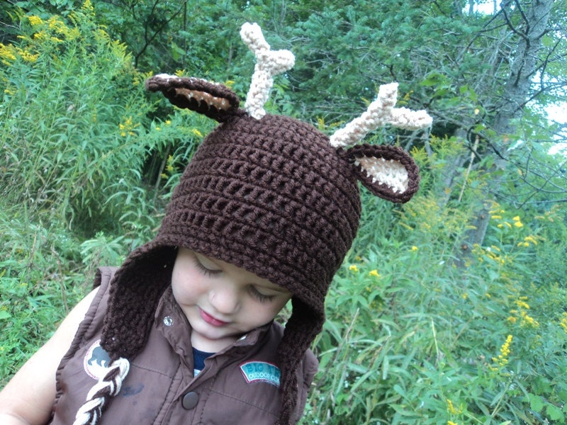 Deer Hat- buck- 4 pointer- newborn to 18 month sizes