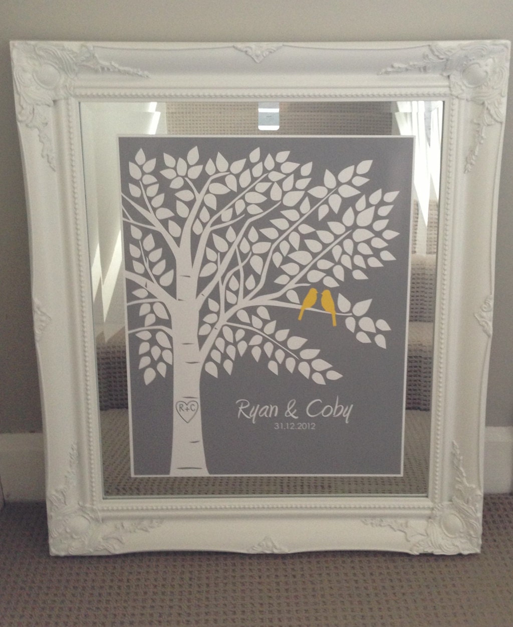 Guest Book Tree Personalized Wedding Print - 16x20 - 150 Signature Keepsake Guestbook Poster