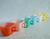 Mckee Lipton Soup Mugs - Vintage McKee Glasbake Soup Cups - Retro Square Glass Soup Cups