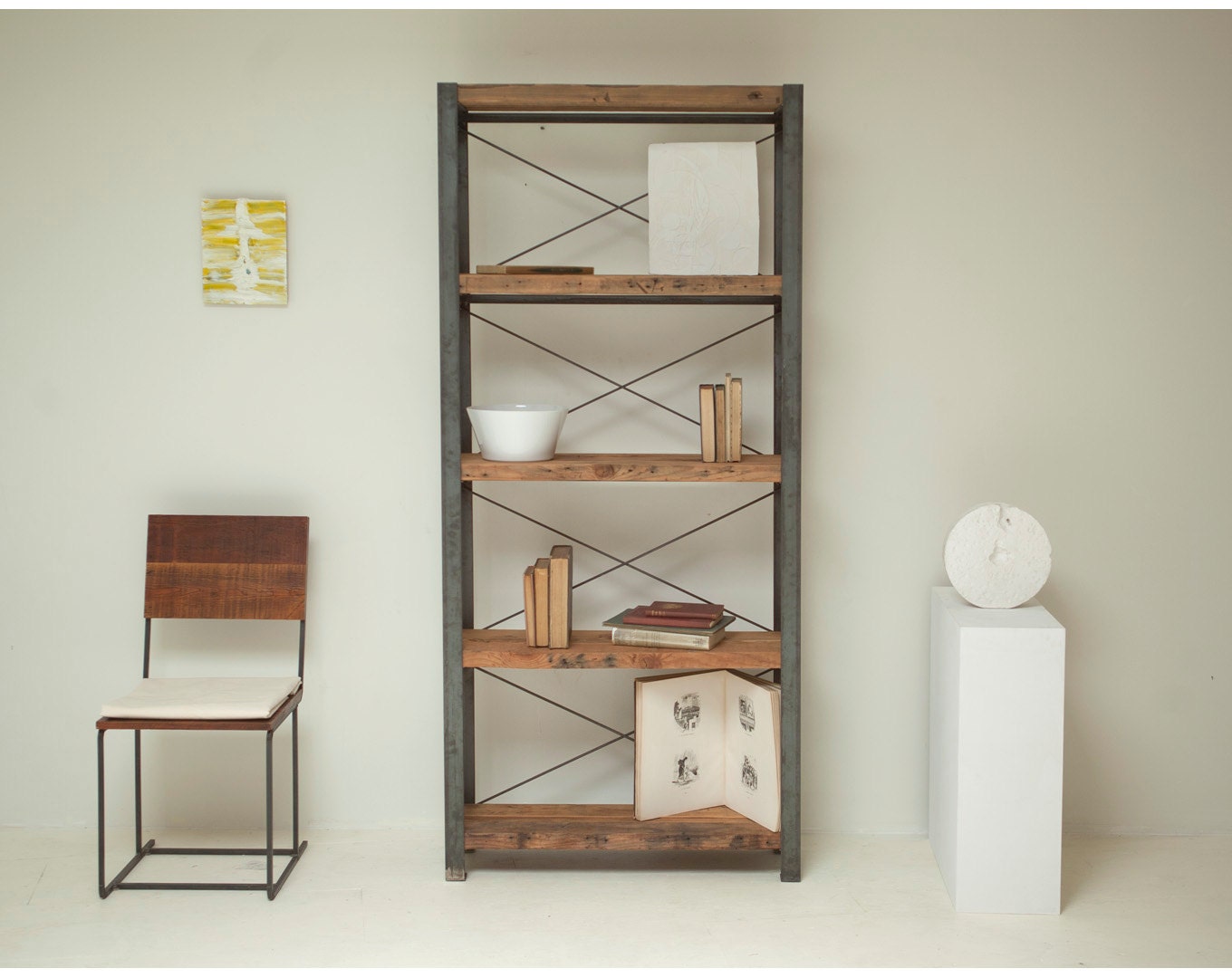 Reclaimed Wood and Steel 'Big Sur' Bookcase