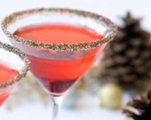 Christmas cocktail sugar - green red drink rim - martinis, sweet margaritas, drinks - recipes included