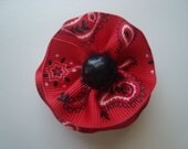 Red and Black Bandana Print  Ribbon Hair Clip