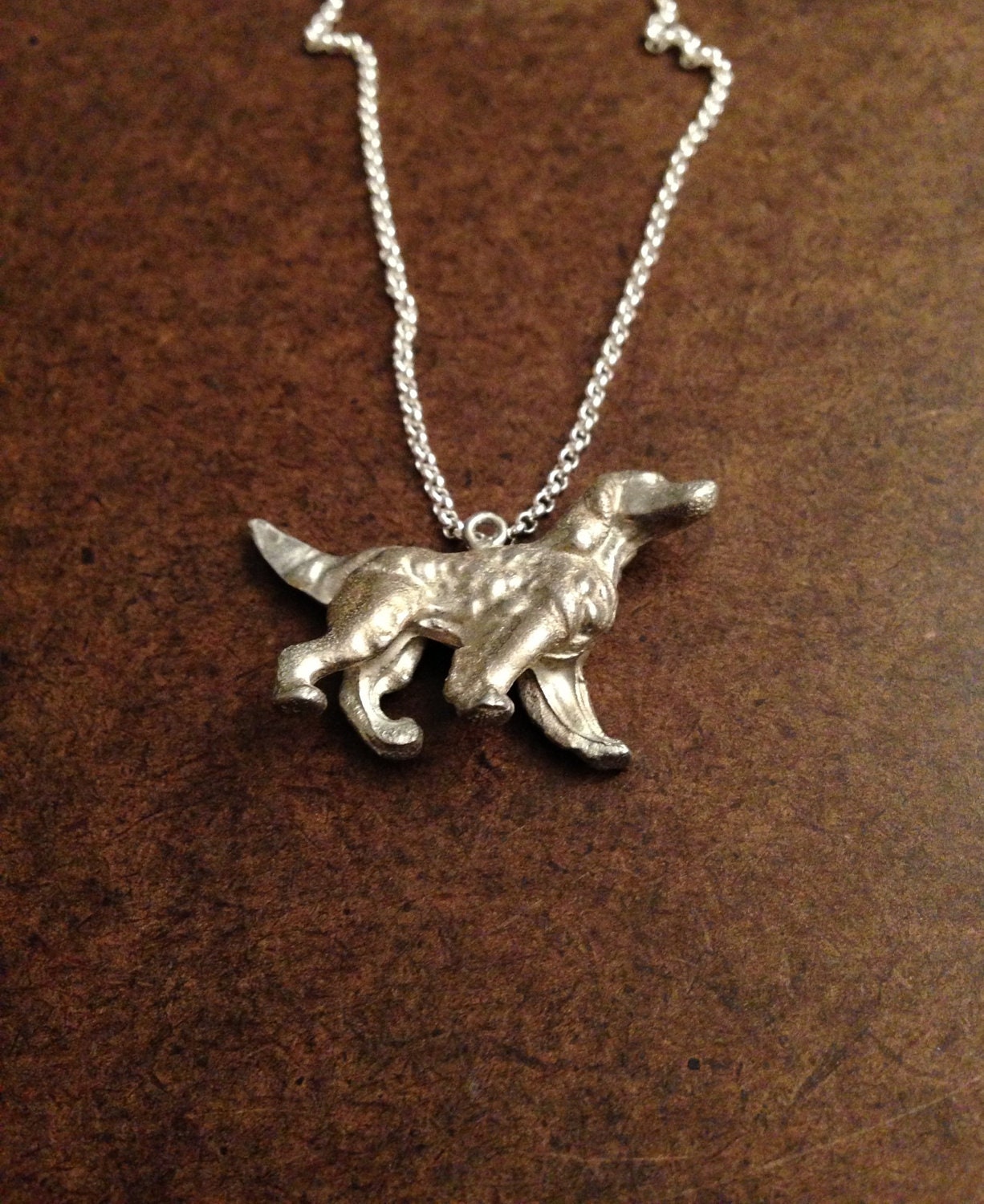 Pewter Golden Retriever Pendant Necklace (Free Shipping)