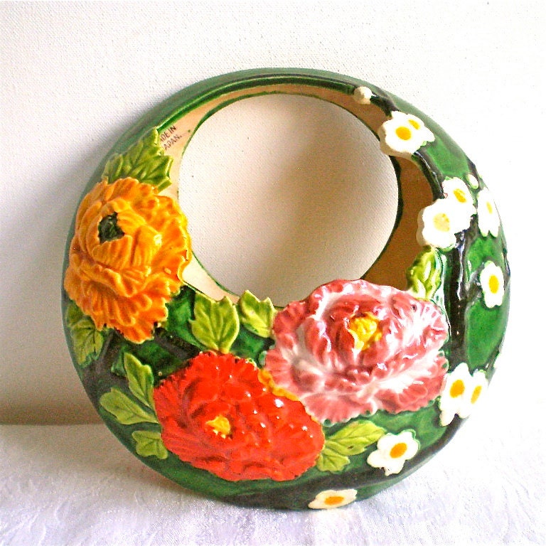 Vintage Vase Wall Pocket Flowers Roses Vase by vintagedottirose