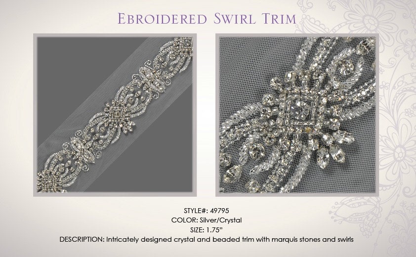 1 FULL YARD of Beaded Flower Crystal Trim