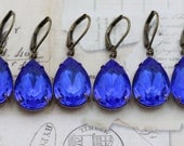 Bridesmaids Jewelry Blue Sapphire Bridesmaids Earrings Wedding Jewelry Blue 3 Pairs Vintage September Clip On Available