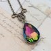 Vintage Vitrail Rainbow Jewel Necklace Multi-Color Large - 16" Victorian Antique Brass Detailed Focal - Handmade by Inspired by Elizabeth
