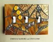 Golden Glamour  -  Handmade triple Mosaic Light Switch Cover Wall Plate