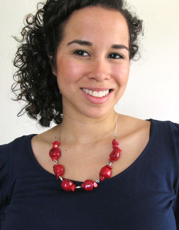 Bright Red Coral Necklace - Red is for Lovers - Mother's Day Gift