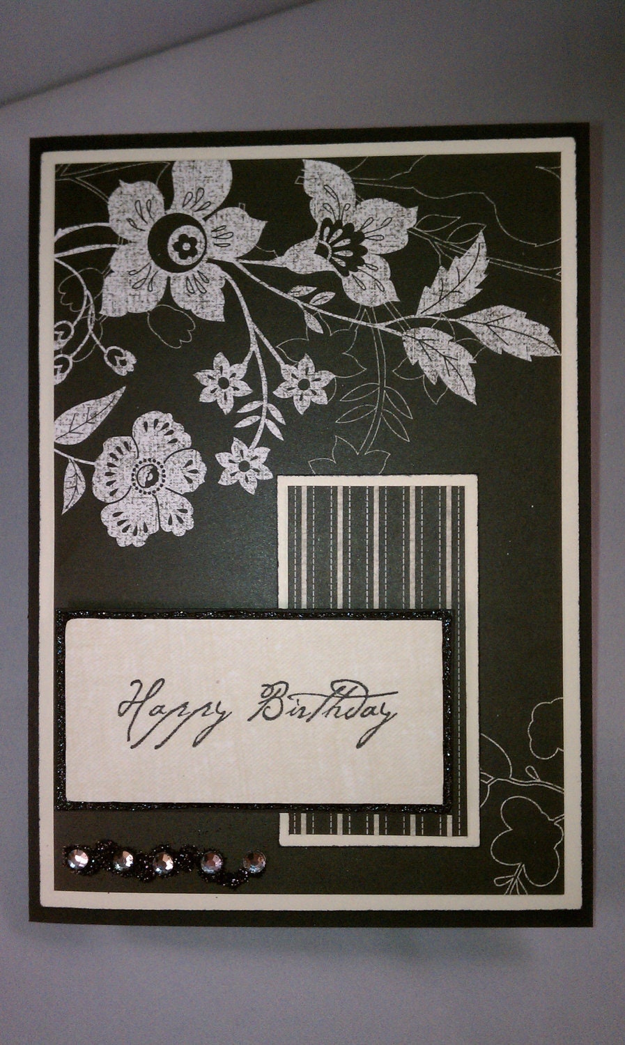 Happy Birthday Black and Cream card