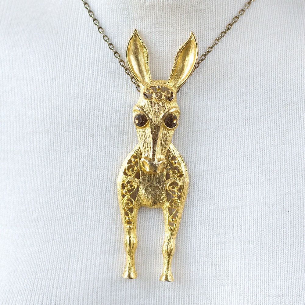 Vintage D & E Juliana Articulated Donkey Necklace