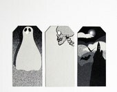 Halloween gift tags - ghost - skull - castle - set of 6