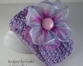 Purple Stretchy Headband with Lavender Flower