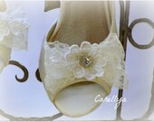 Wedding Shoe Clips Vintage Lace Bow,  Lace Clip For Bridal Shoes, Vintage Wedding Shoes Clips