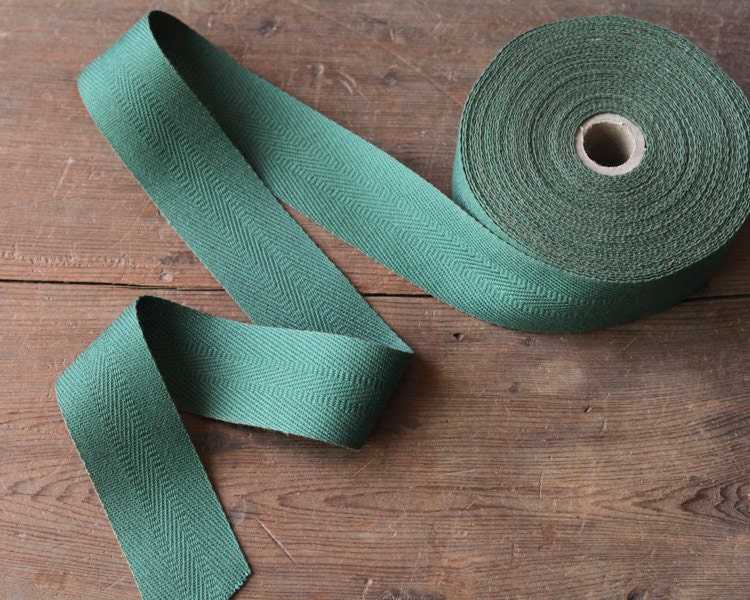 Twill Tape Ribbon, Rustic Spruce Green, 1 1/4 Inch Width - 10 Yard Roll, Entire Spool