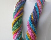 30% OFF SALE - Scarf necklace - loop scarf-infinity scarf-neck warmer-hand knitted-in green,blue,pink,purple,yellow,lilac,orange...(WAS 58)