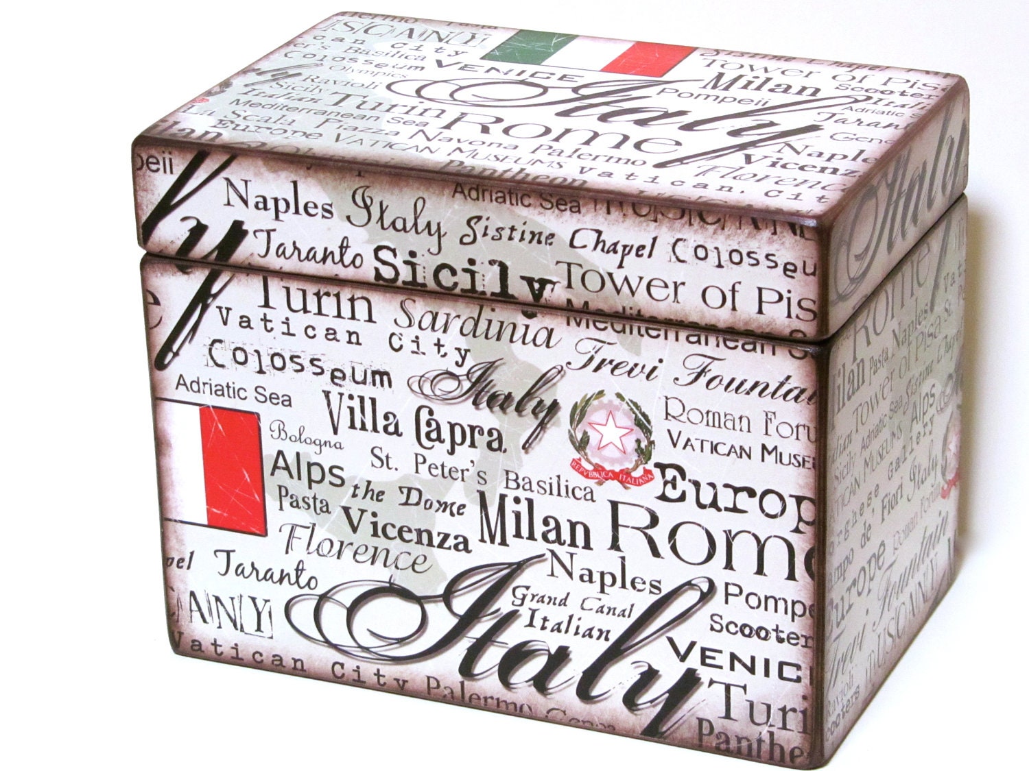 Recipe Box - Italy - 4x6 inch wood recipe card box