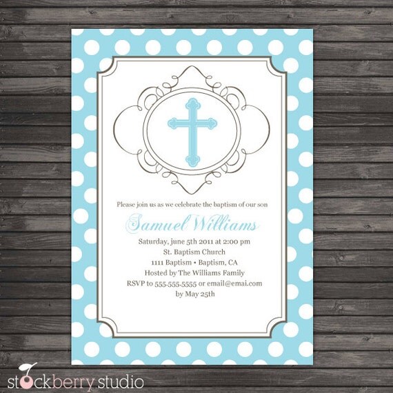 Boy Baptism Christening Blue Printable Invitation Il_570xn