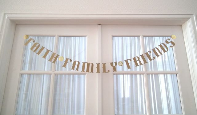 New.  FAITH FAMILY FRIENDS Banner.  Antique Gold and Gold Foil.  Christmas.  Gift.  Holidays.
