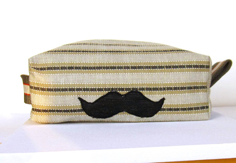 Dopp kit, men's toiletry bag , wash bag, travel pouch,  Striped linen