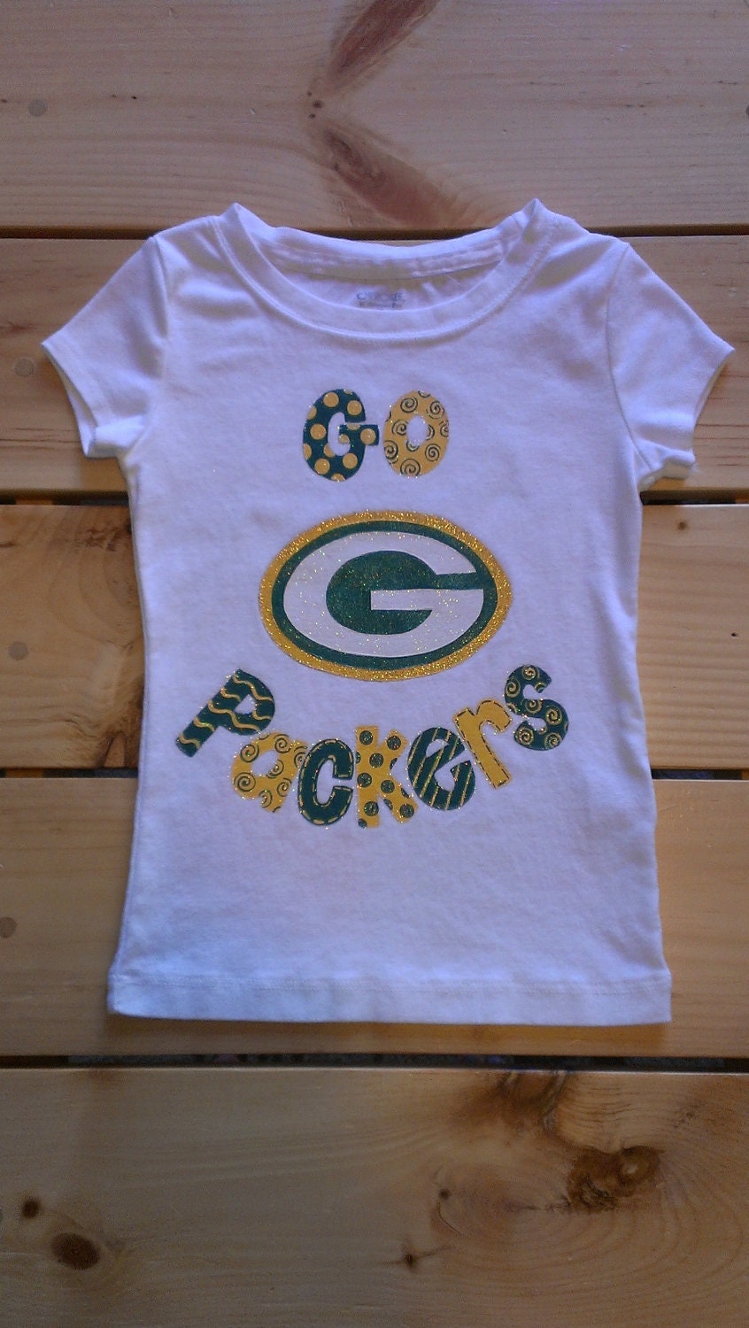 Girls Handpainted Green Bay Packers Football Shirt.