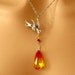 Phoenix Necklace: Antiqued Silver Phoenix Bird and Fire Opal Swarovski Crystal Phoenix Pendant Necklace - Cancer Awareness  Phoenix Jewelry