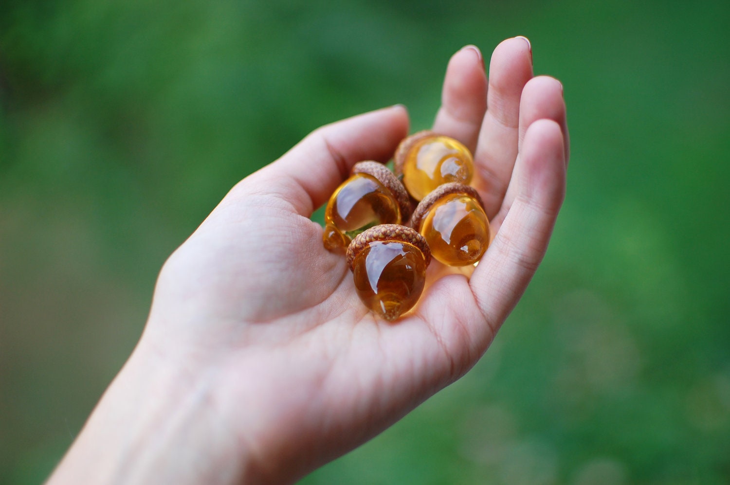 Woodland Amber Acorn Autumn Necklace.Fall jewelry- botanical resin jewelry nature lover gift