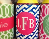 drink koozie - customizable ZIGZAG pattern with monogram