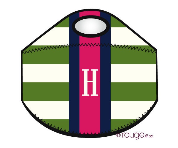 monogrammed lunch cooler - PREPPY STRIPE - insulated zipper tote bag with customizable pattern and monogram