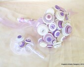Lilac Bridal Button  Bouquet  Set, Boutonniere, Alternative, Artificial, non traditional
