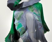 Nuno felted shawl wrap / handfelted / merino wool / silk chiffon