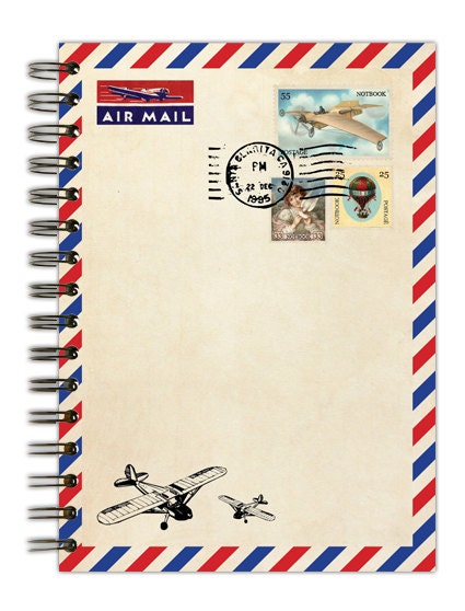 vintage airmail envelope - Notebook / Journal / Sketchbook / music lined paper
