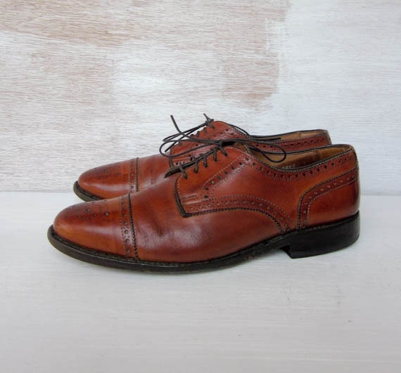 vintage ALLEN EDMONDS sanford made in USA leather wingtip lace up shoes mens 8 D