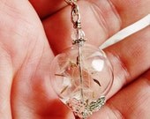 Real Dandelion Seed Glass Orb Necklace In Silver Small Orb