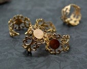 10pcs of 18K Gold Plated Brass High Quality Adjustable Filigree Lace Ring Base Gs