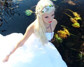 Wedding Crown, Flower Crown, woven vine, Whimsical Headband, fairy wedding bridal,  white - Dag-