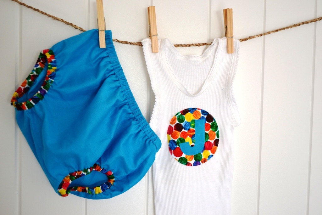 Baby Boy Personalised "Hungry Hungry Caterpillar " Singlet Onesie Nappy Cover Set