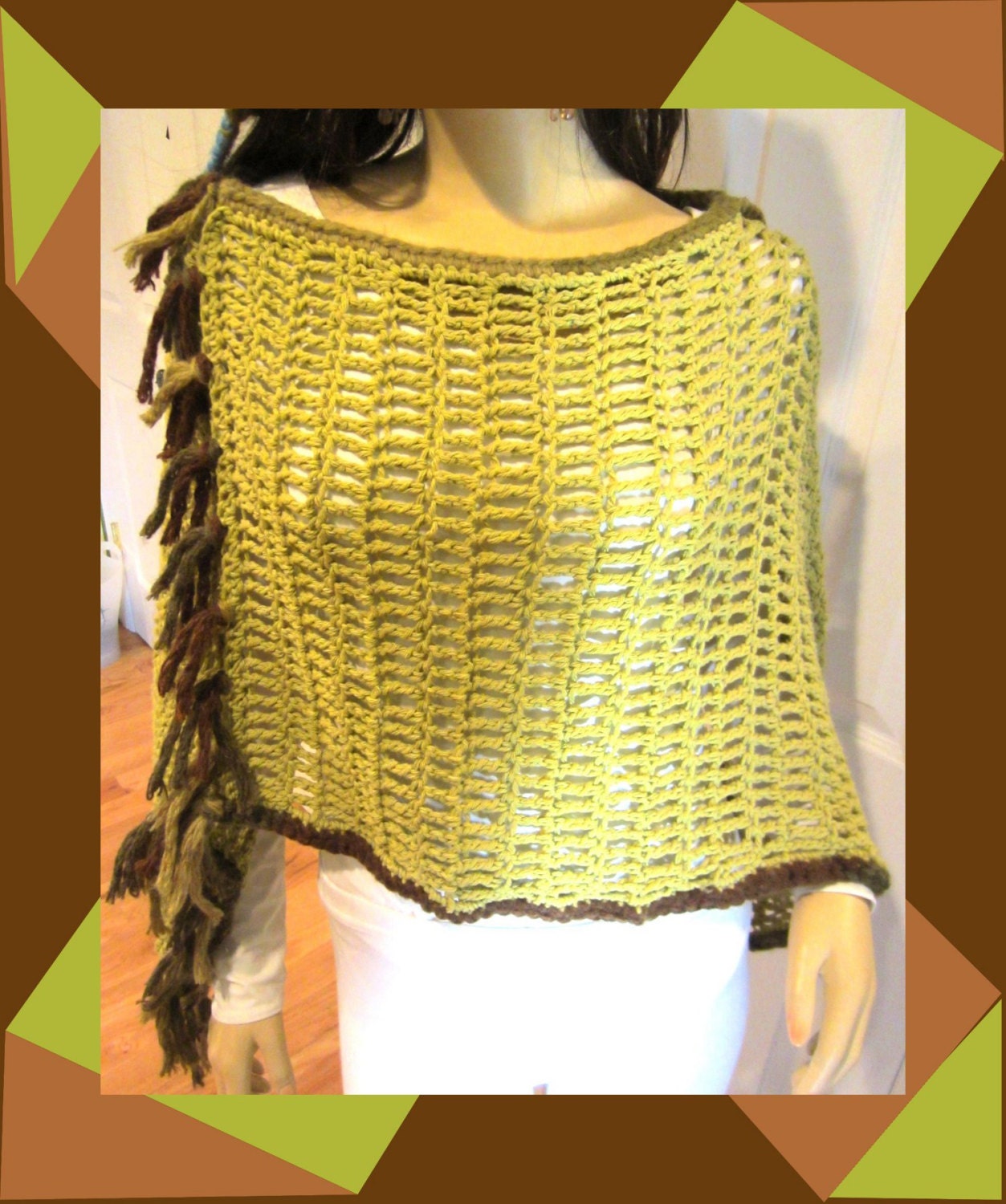 Womens Poncho , Serape Inspired Design Funky Handmade Ponchos , Short Poncho , Crochet 100% Cotton