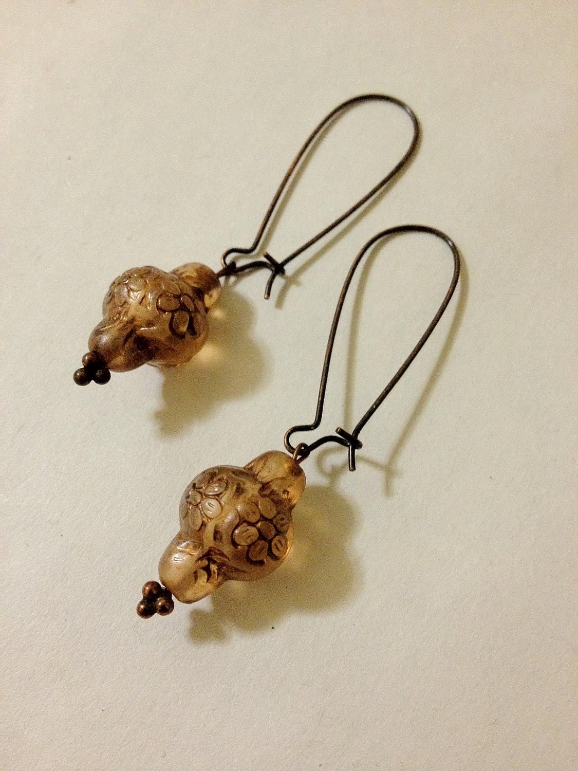 Long Spindle Earrings Copper Lanterns Vintage