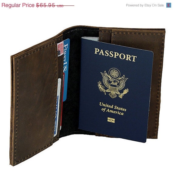 Summer Sale Leather Passport iPhone Wallet New: Handmade in the U.S.A., Rustic Brown Color, Free Shipping in the U.S.