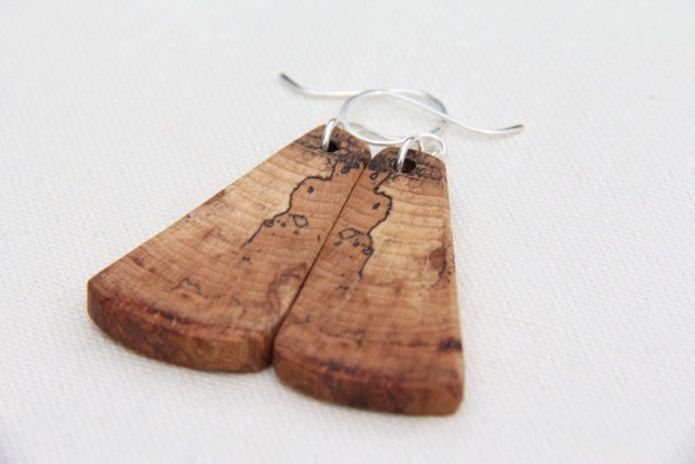 spalted beech and sterling silver earrings