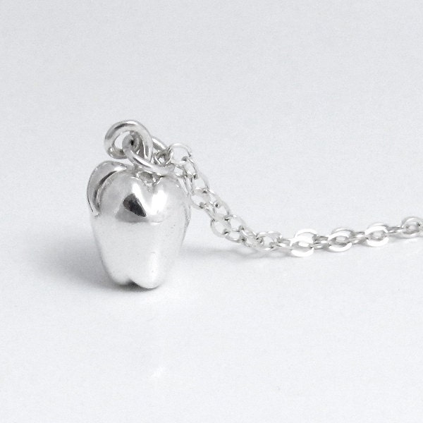 Apple Pendant - apple charm necklace with a polished finish