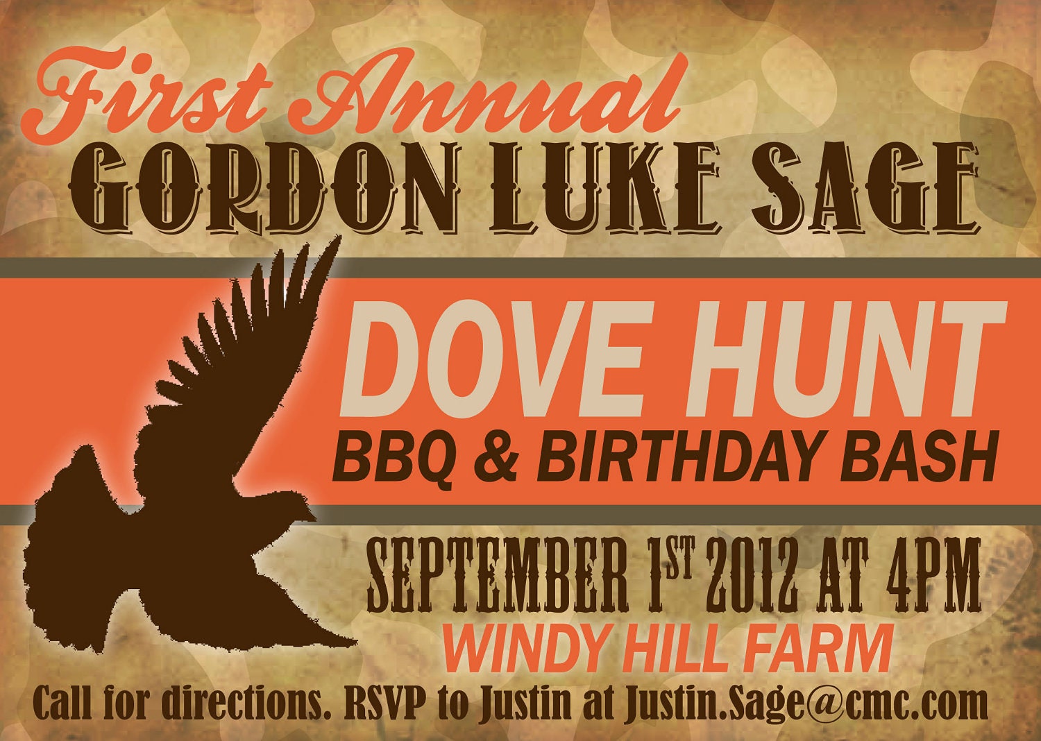 Dove Hunt Birthday Invitation-Digital File Only