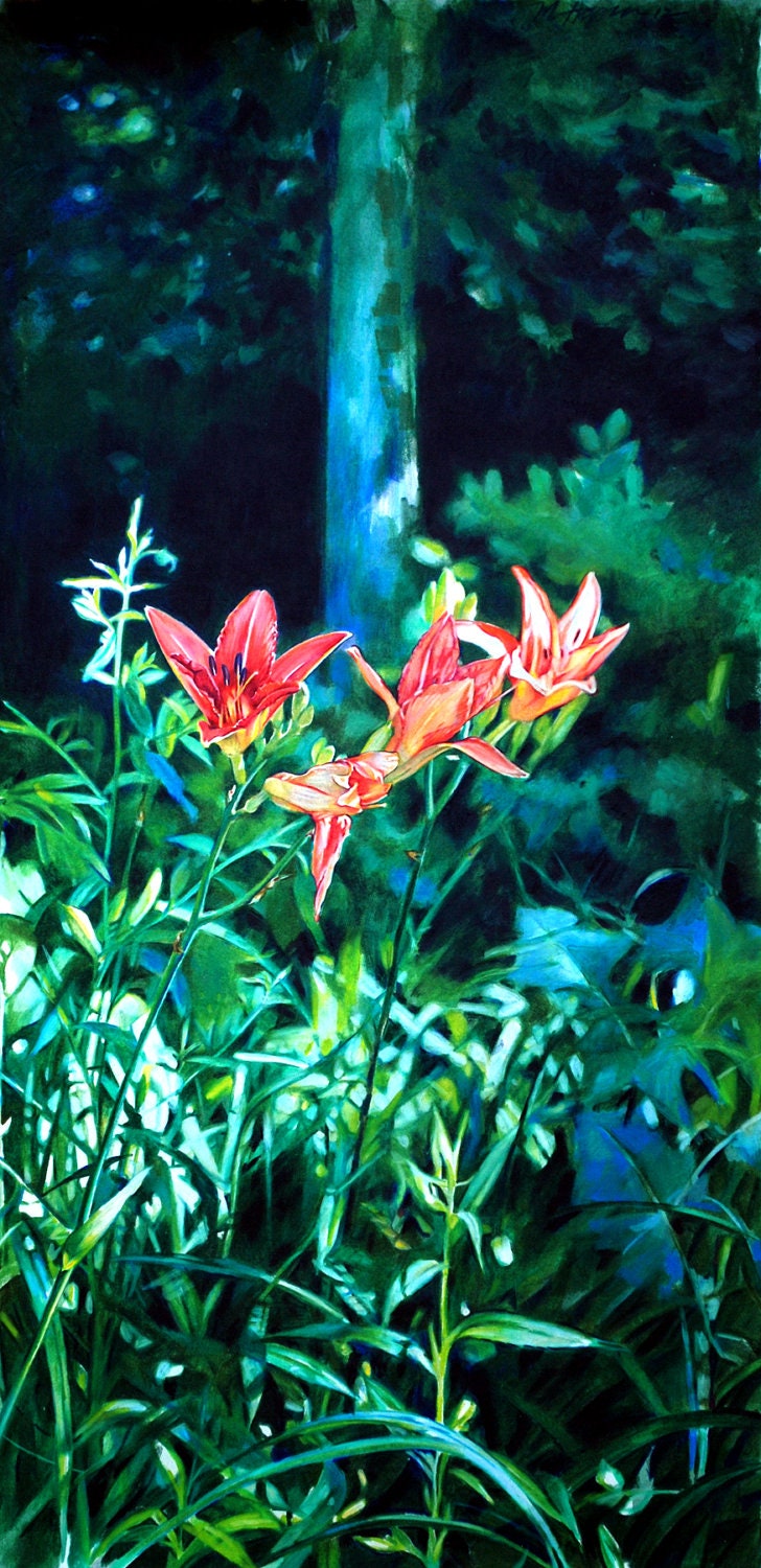 Day Lillys that don't require water. Signed Giclee.