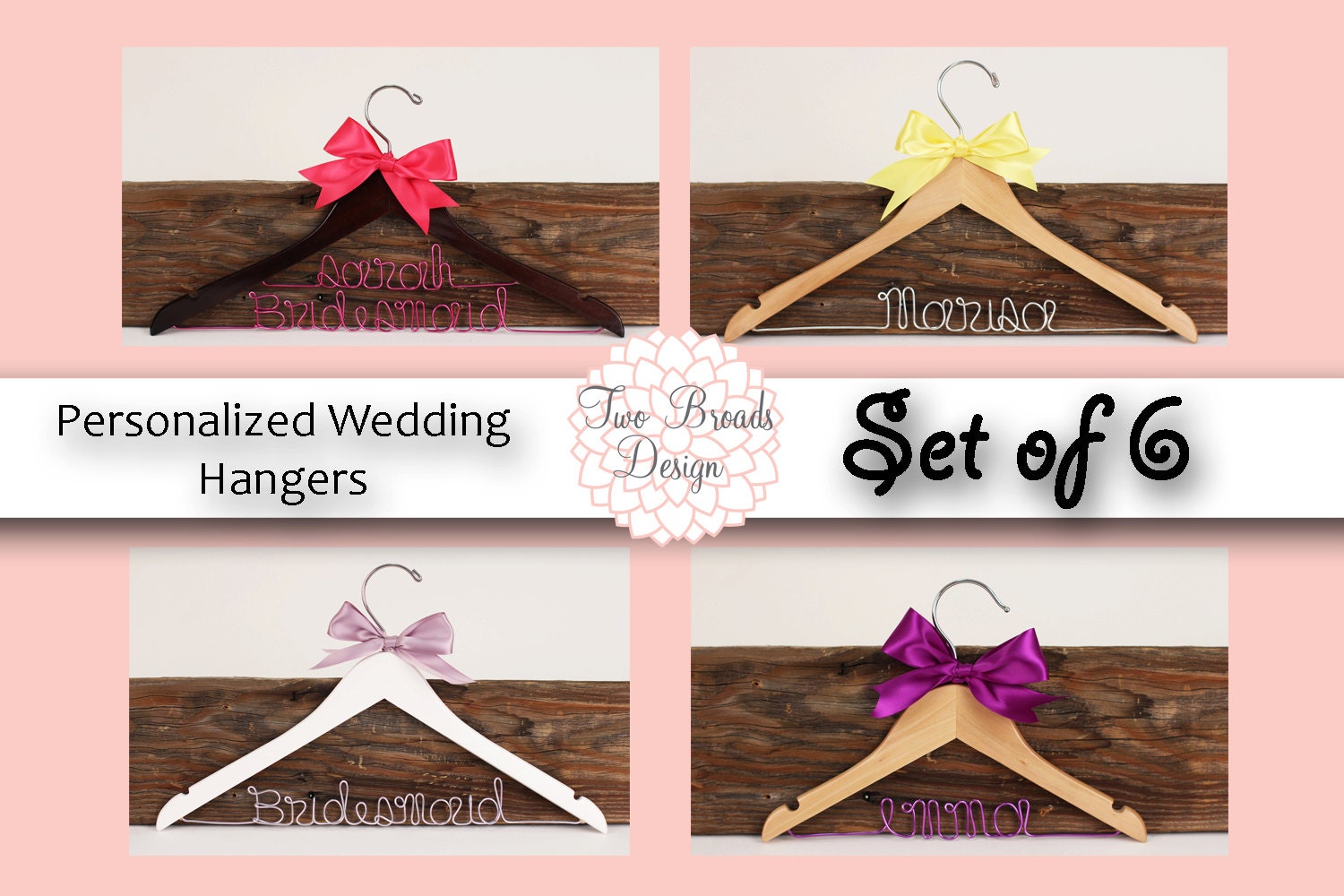 15% off SALE Set of 6 Personalized Custom Bridal Hanger, Brides Hanger, Bride, Name Hanger, Wedding Hanger, Personalized Bridal Gift