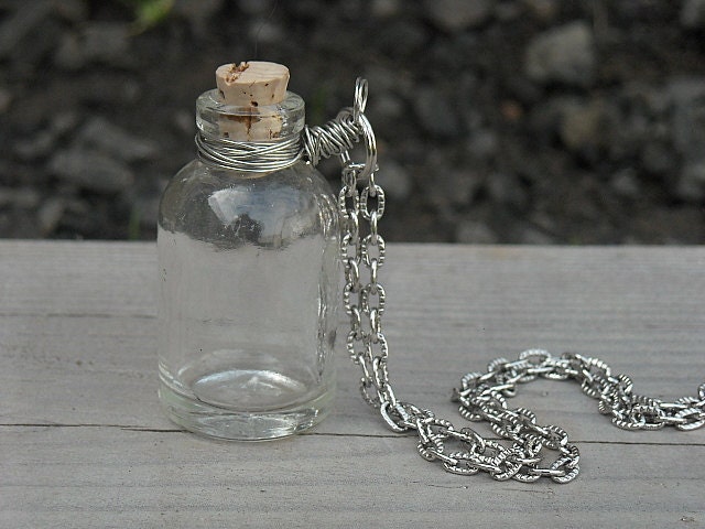 Bottle Necklace, Vial Necklace, Empty Bottle Necklace, Glass Bottle, DIY, Jewelry,