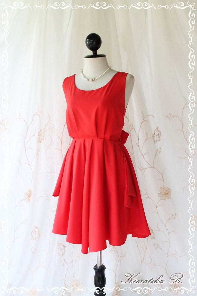 A Party  V Shape - Prom Party Cocktail Bridesmaid Dinner Wedding Night Dress Asymmetric Hem Bright Red Sweet Gorgeous Glamorous Dress