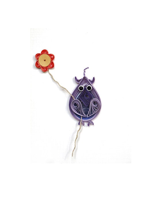 Handmade Friendship greeting card - purple paper quilling owl